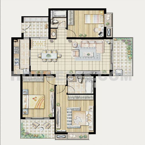 紫园130平方米户型图