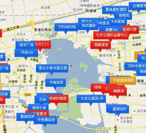 环金鸡湖地产项目布局 house365楼盘地图