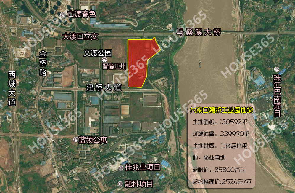 大渡口探地:一线桥头观江地 地价比周围贵了近四成